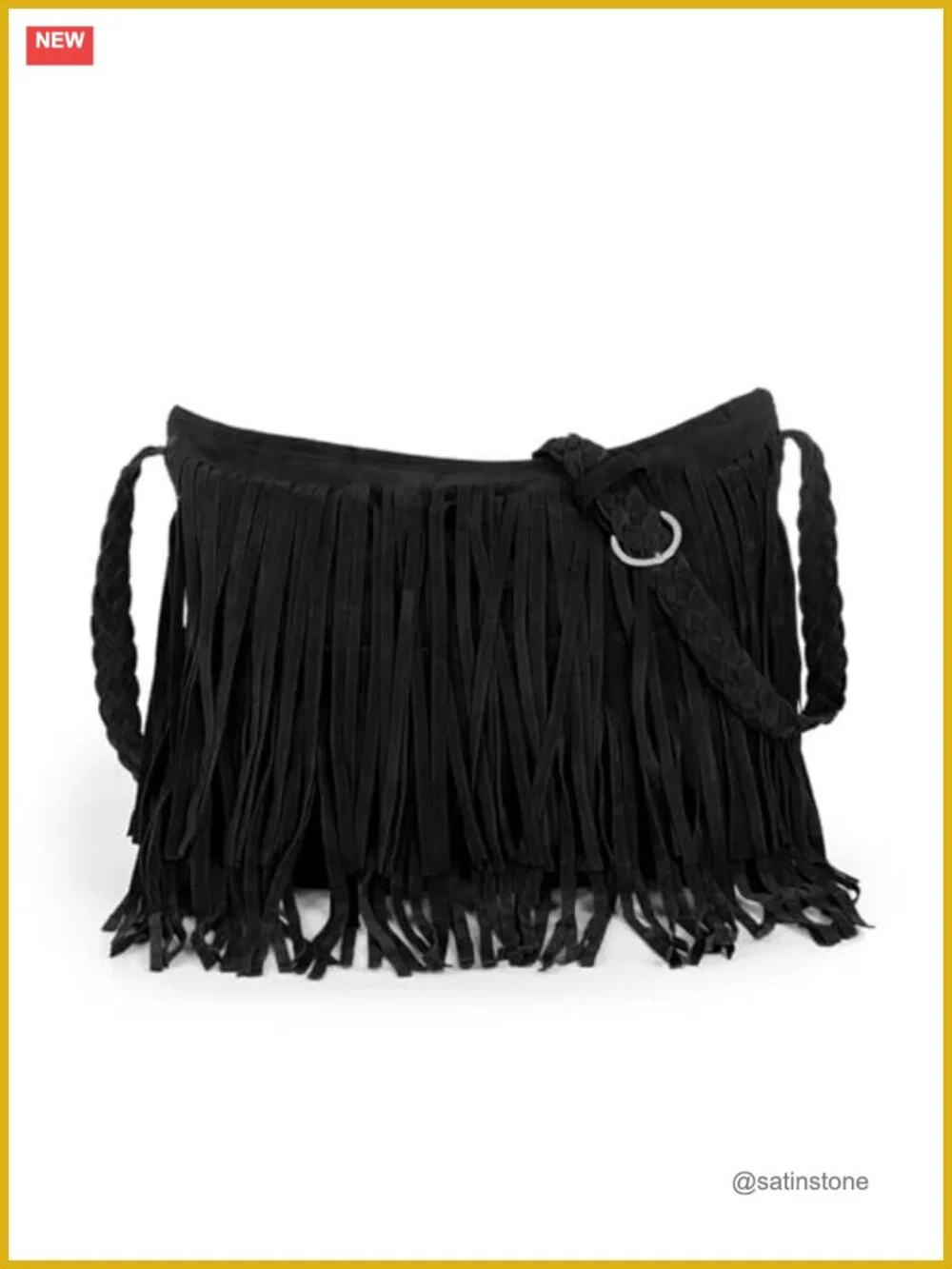 Fringe Crossbody Bag with Tassels - Large Hobo Shoulder Bag